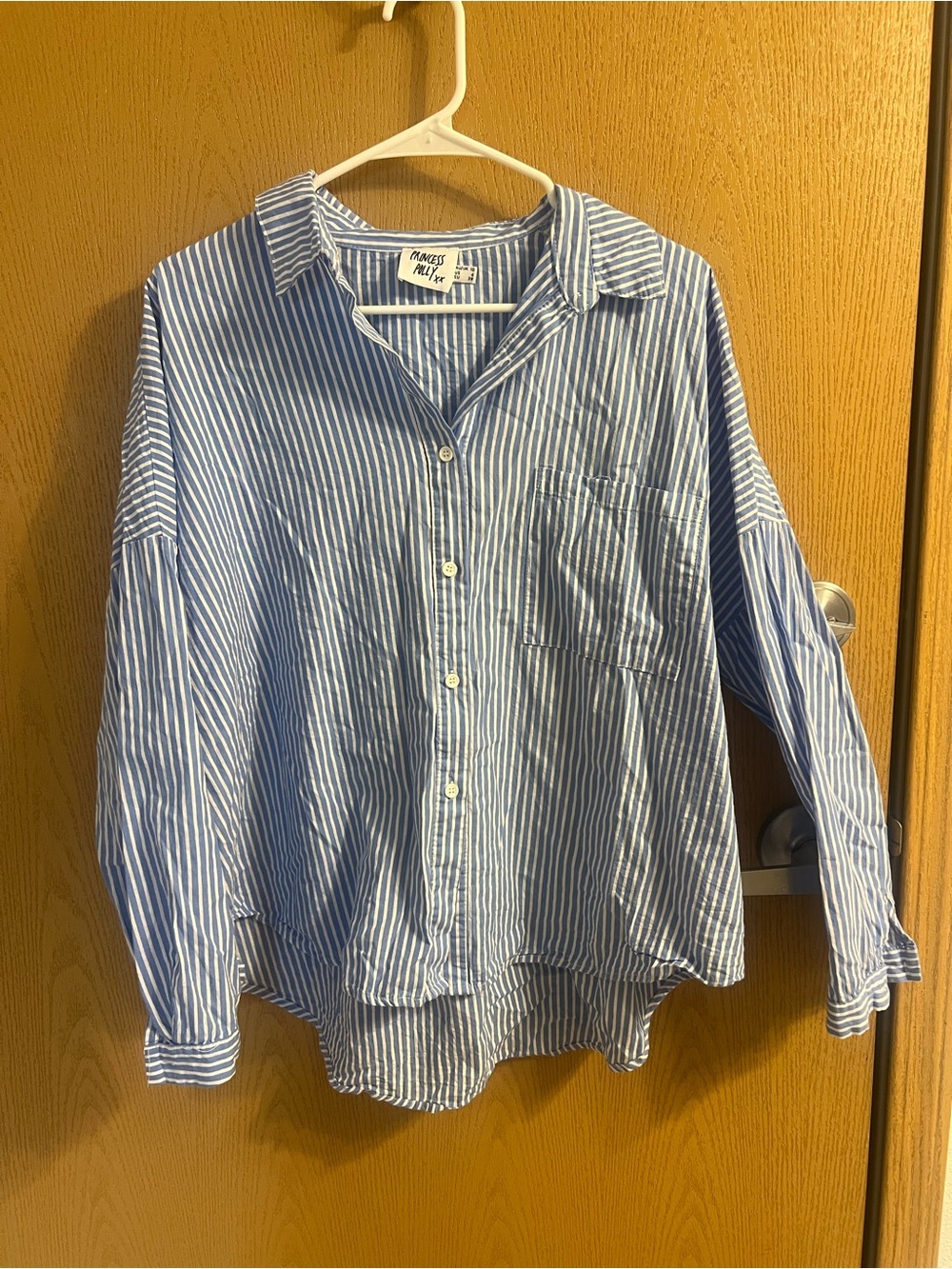 Princess Polly Blue Stripe Button-Down Shirt